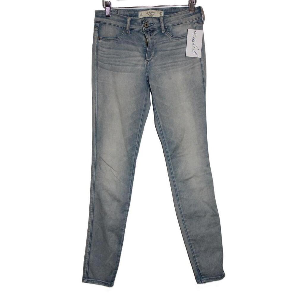 Womens Abercrombie & Fitch Blue Denim Light Wash Skinny Jeans Size 4, W 27 x L29
